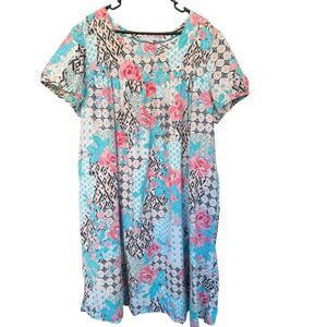 Only‎ Necessities House Dress Womens Plus Size 1X Patio Mumu Floral Animal Print